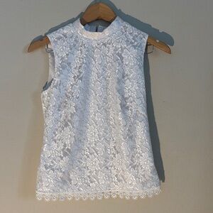 Elegant White Lace Sleeveless Top